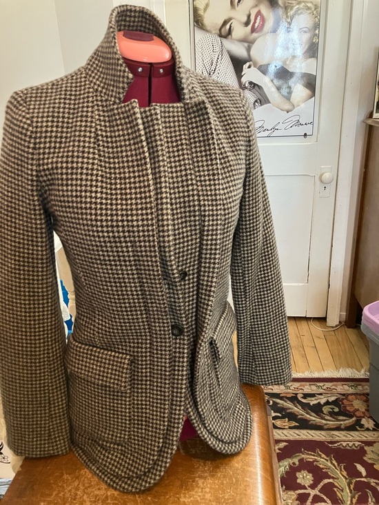 Eddie Bauer Jackets & Blazers - Eddie Bauer Wool Black & Cream Houndstooth Blazer with Pink Lining